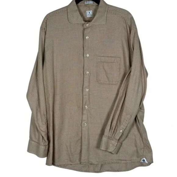 Peter Millar Mens Sz 17.5L Hounds tooth Button Up Shirt Long Sleeve Casual Dress - Picture 3 of 10